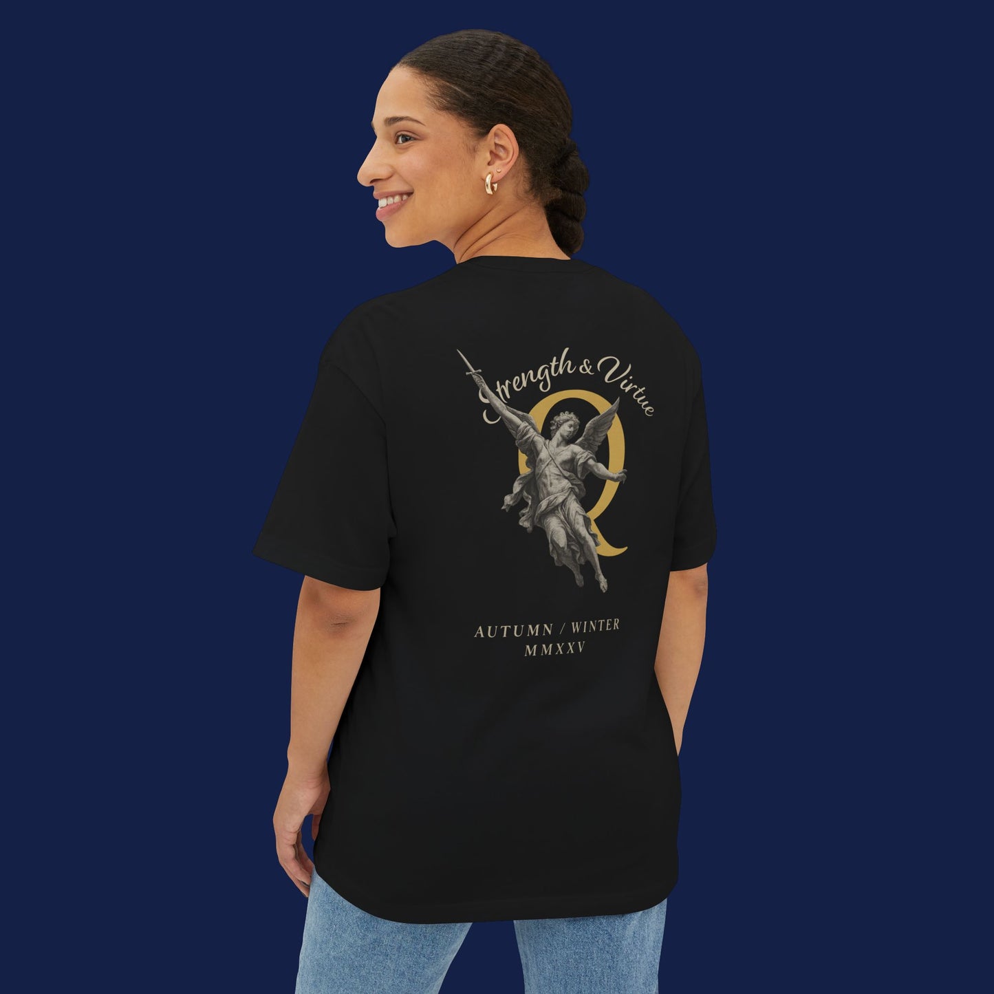 Autumn Angel Oversized Boxy Tee - Unisex Graphic T-Shirt, Casual Wear, Fall Fashion, Spiritual Gift, Streetwear