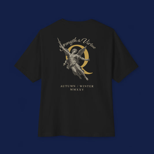 Autumn Angel Oversized Boxy Tee - Unisex Graphic T-Shirt, Casual Wear, Fall Fashion, Spiritual Gift, Streetwear