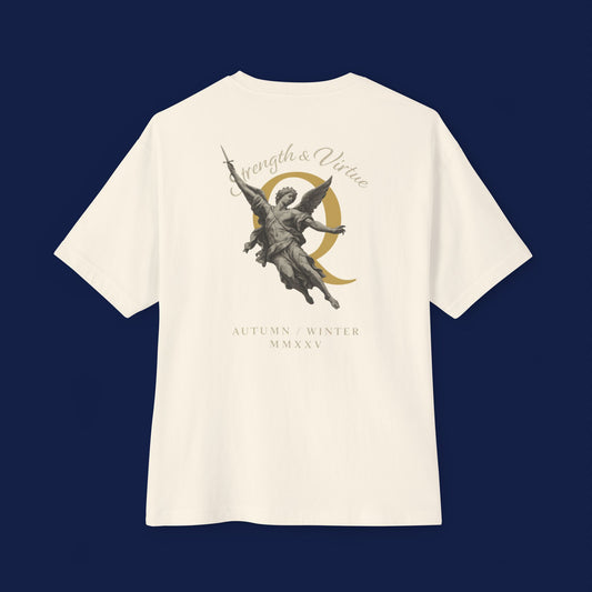 Copy of Autumn Angel Oversized Boxy Tee - Unisex Graphic T-Shirt, Casual Wear, Fall Fashion, Spiritual Gift, Streetwear